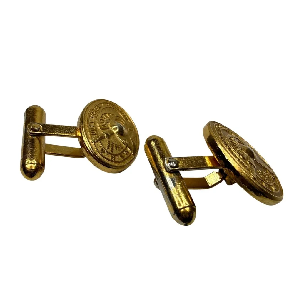 USMA West Point Duty Honor Country Gold Tone Cuff Links Militaria Military